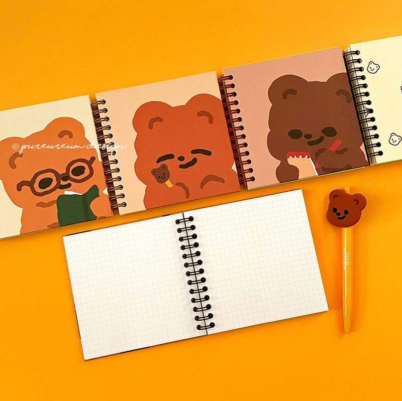 Pureureumdesign x 10x10 - Cupid Bear Square Grid Notebook - Pureureumdesign - Stationery - Harumio