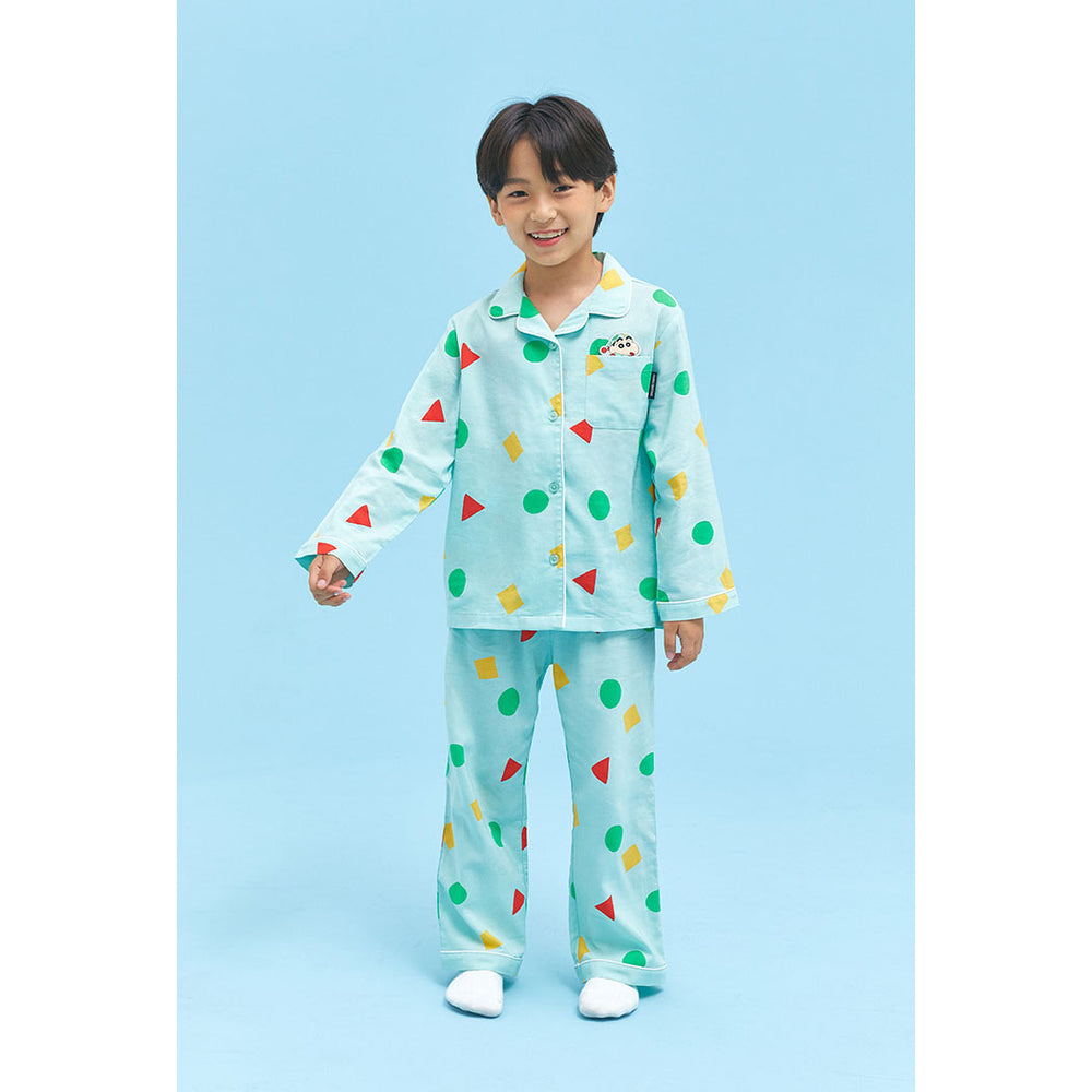 SPAO x Crayon Shin-chan - Kids Long Sleeve Pajamas Set (Mint)