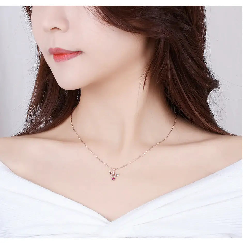 CLUE - Good Fortune July Cupid Silver Necklace - CLUE - Jewelry - Harumio