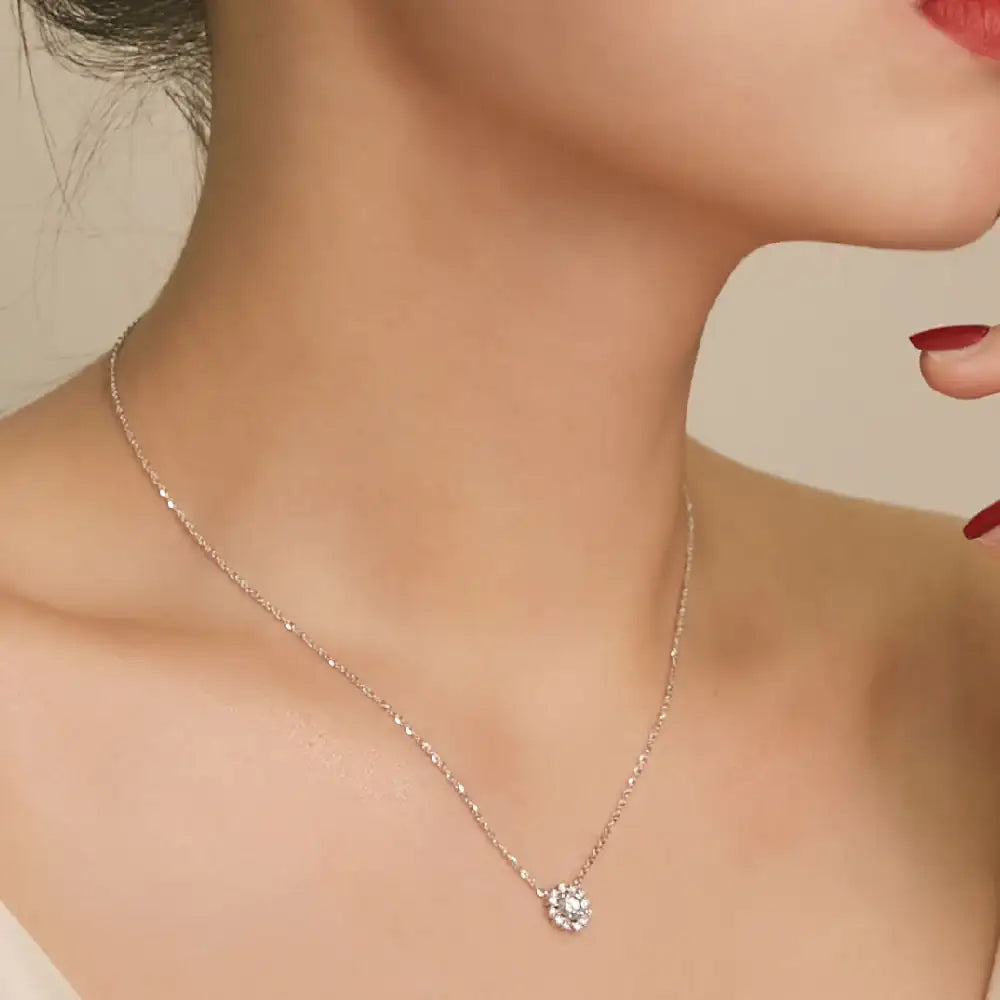 CLUE - Blue Bright Diamond Silver Necklace - CLUE - Jewelry - Harumio