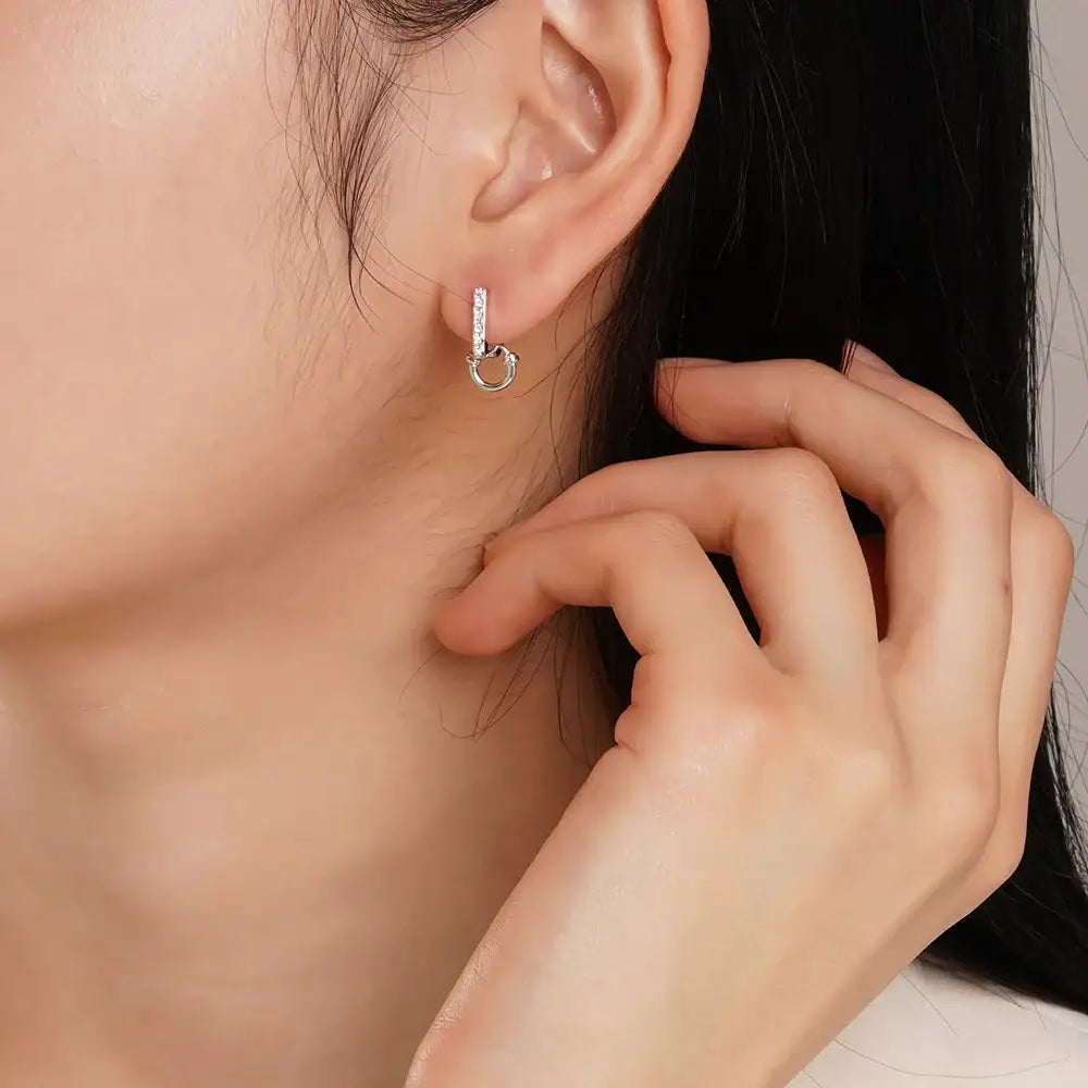 OST - Lucky Lock Two-Way Horseshoe One-Touch Silver Earring - OST - Jewelry - Harumio