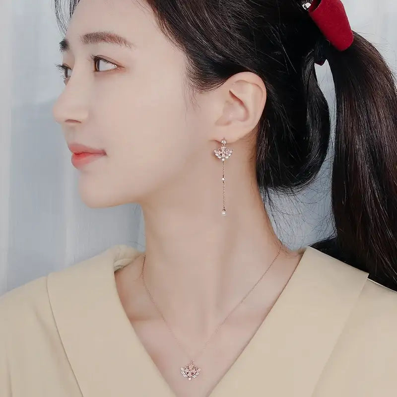 Saint Tail x Clue - Saint Heart Long Drop Silver Earring - CLUE - Jewelry - Harumio