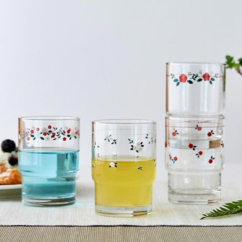 Korean L - Small Flower Garden Glass Cup 4P Set