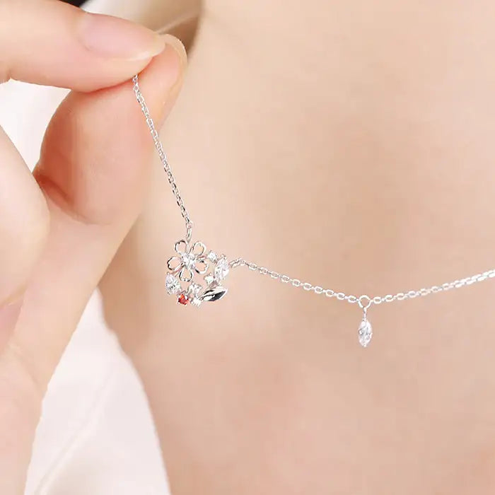 OST - January Garnet Violet Birth Flower Necklace - OST - Jewelry - Harumio