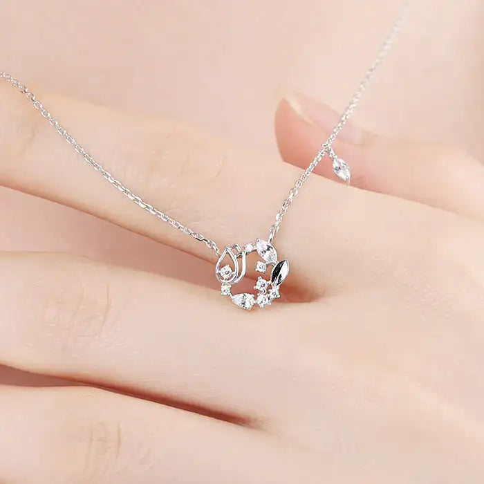 OST - April White Cubic Tulip Birth Flower Necklace - OST - Jewelry - Harumio