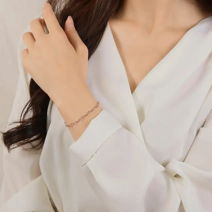 CLUE - Simple Link Rose Gold Bracelet - CLUE - Jewelry - Harumio