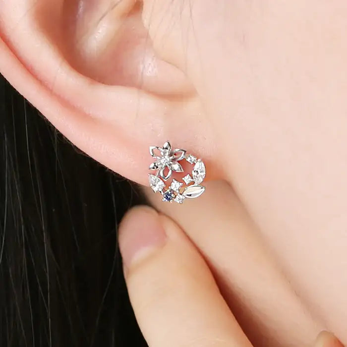 OST - September Sapphire Clematis Birth Flower Earrings - OST - Jewelry - Harumio