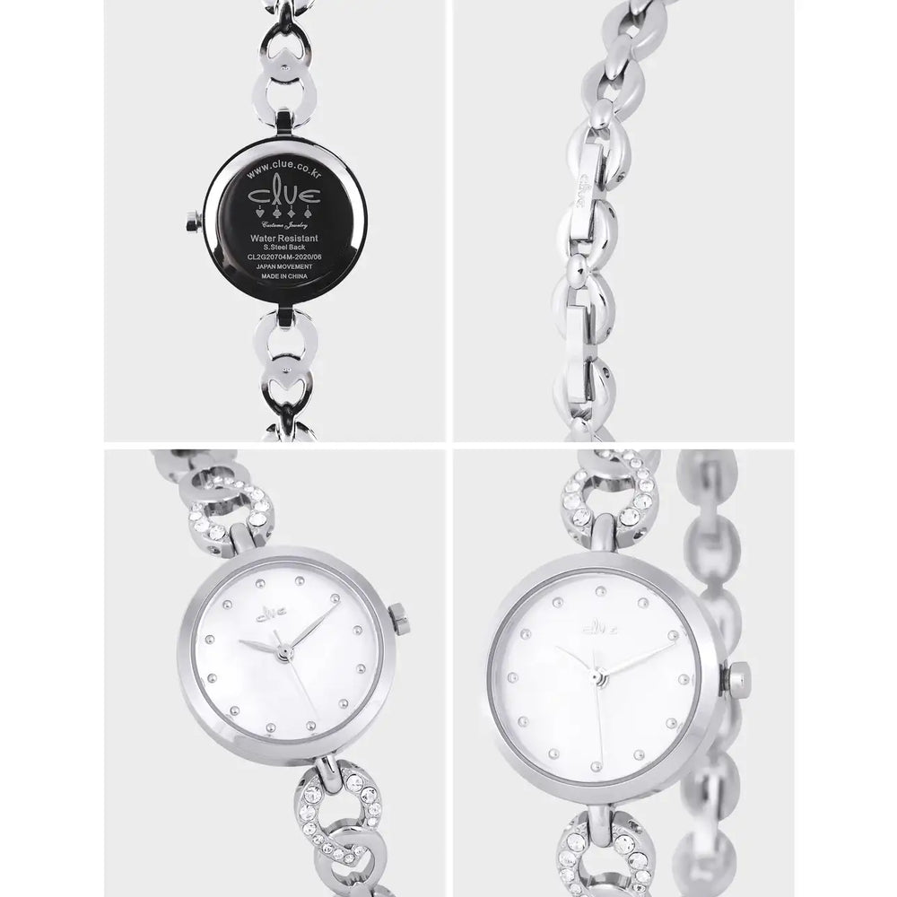 CLUE - Lovely White Link Silver Metal Watch - CLUE - Watches - Harumio
