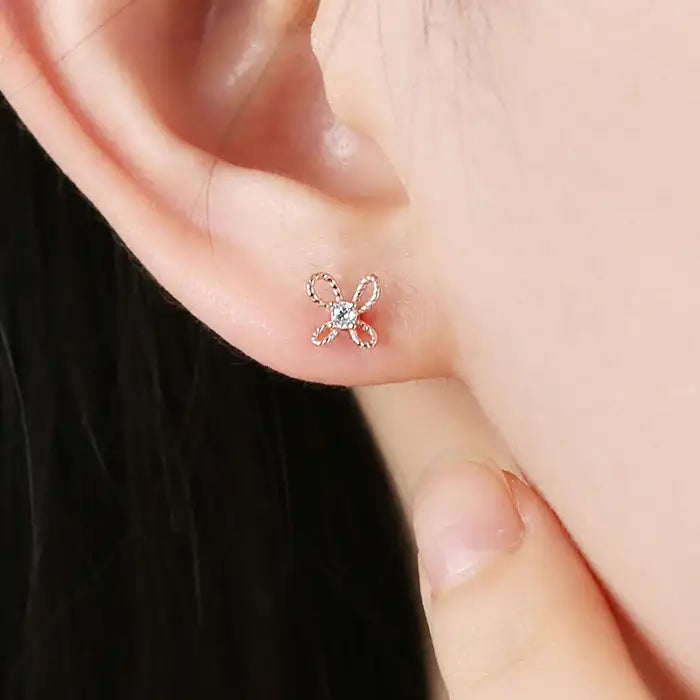 OST - Simple Butterfly Rose Gold Earring Studs - OST - Jewelry - Harumio