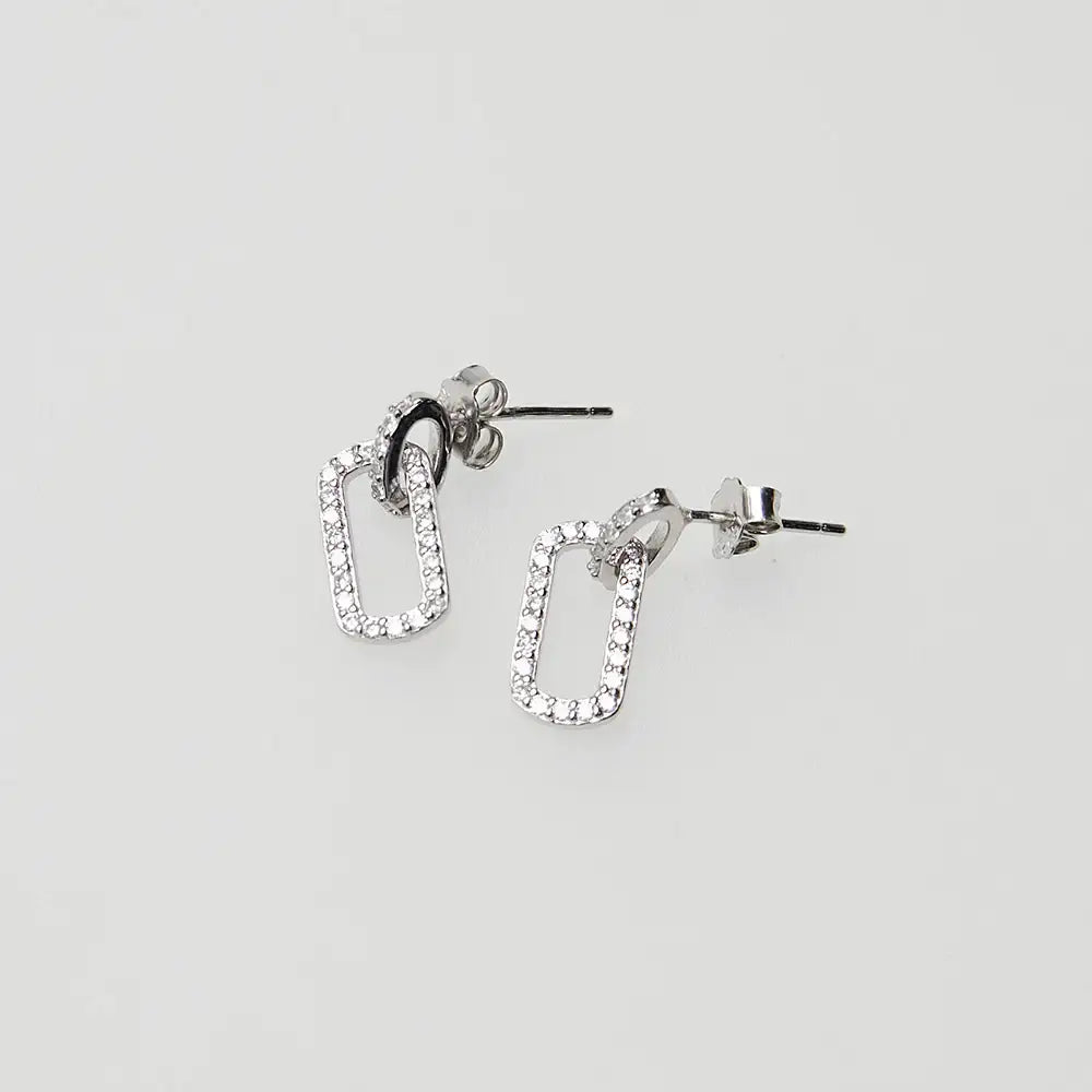 OST - Full Stone One-Touch Square Earrings - OST - Jewelry - Harumio
