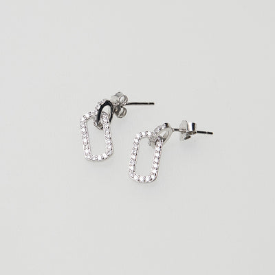OST - Full Stone One-Touch Square Earrings