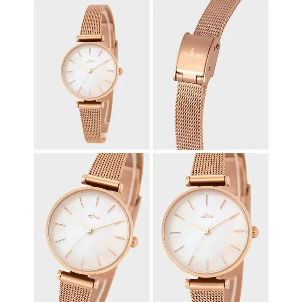 CLUE - Mother-of-Pearl Mood Mesh Watch - CLUE - Watches - Harumio