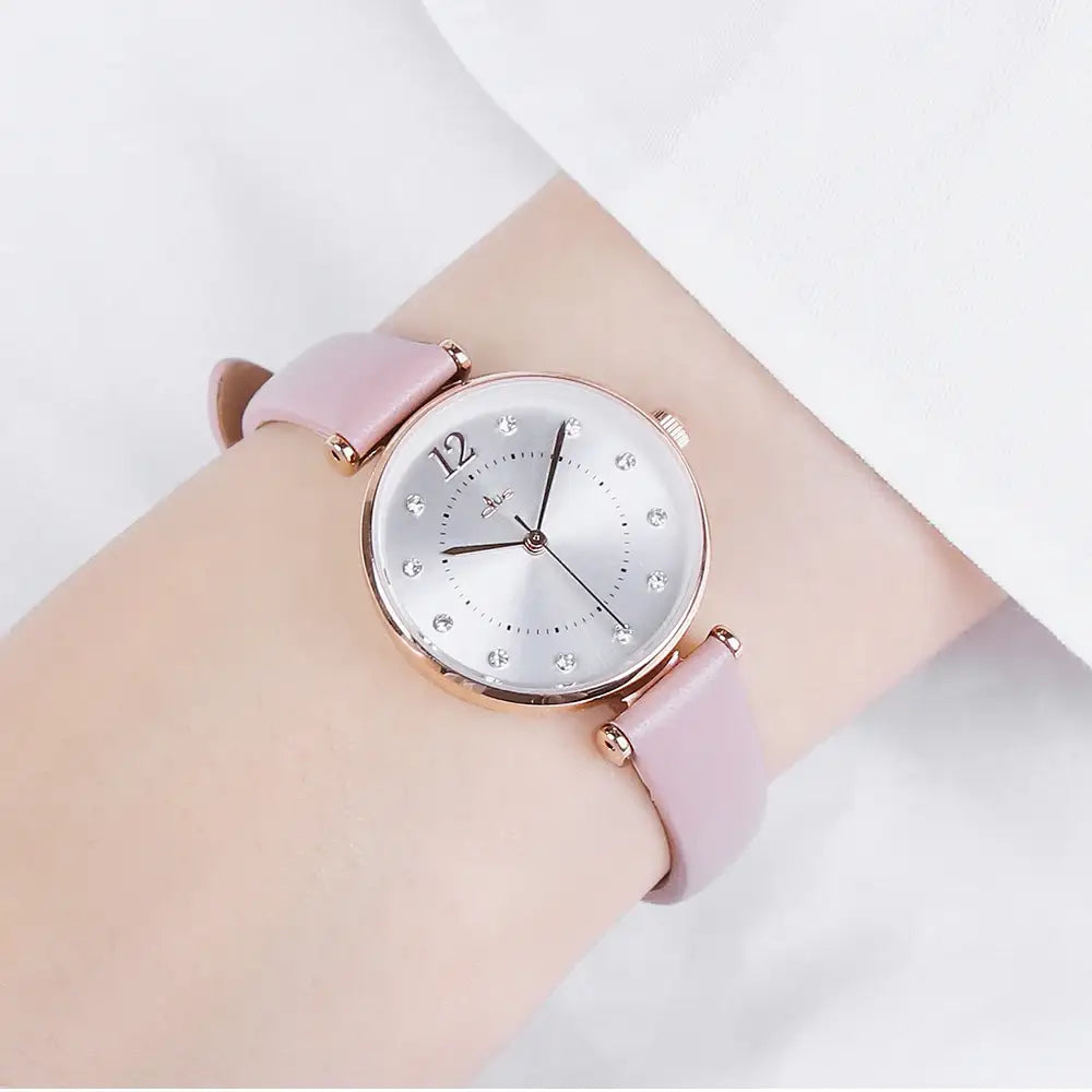 CLUE - Cubic Circle Pink Leather Watch - CLUE - Watches - Harumio