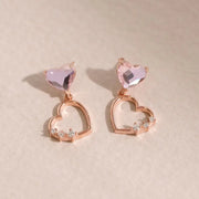 CLUE - Pink Stone Heart Silver Earring - CLUE - Jewelry - Harumio