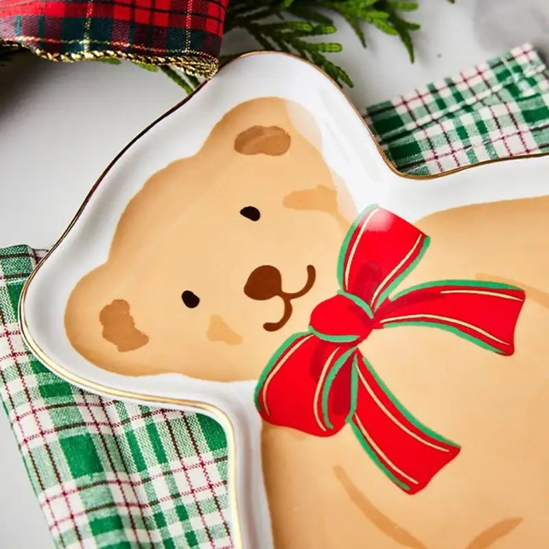 Korean Winter Story - Gold Rim Plate - Big Bear - Modern House - Plates - Harumio
