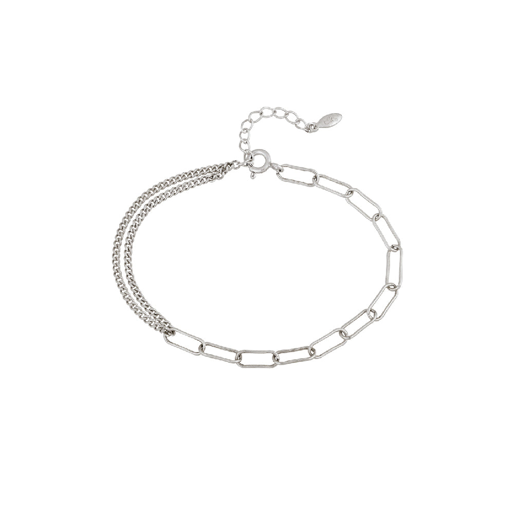 CLUE - Unbalanced Mix Chain Silver Bracelet