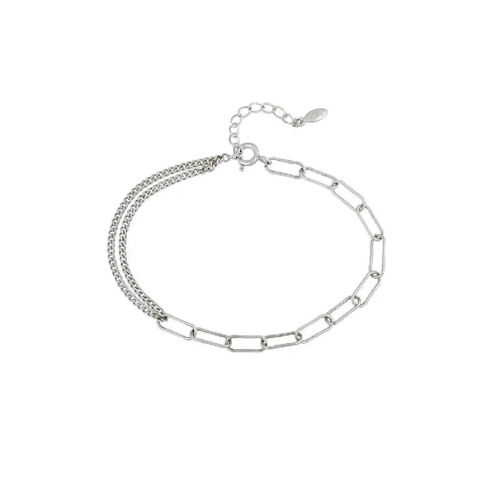 CLUE - Unbalanced Mix Chain Silver Bracelet - CLUE - Jewelry - Harumio