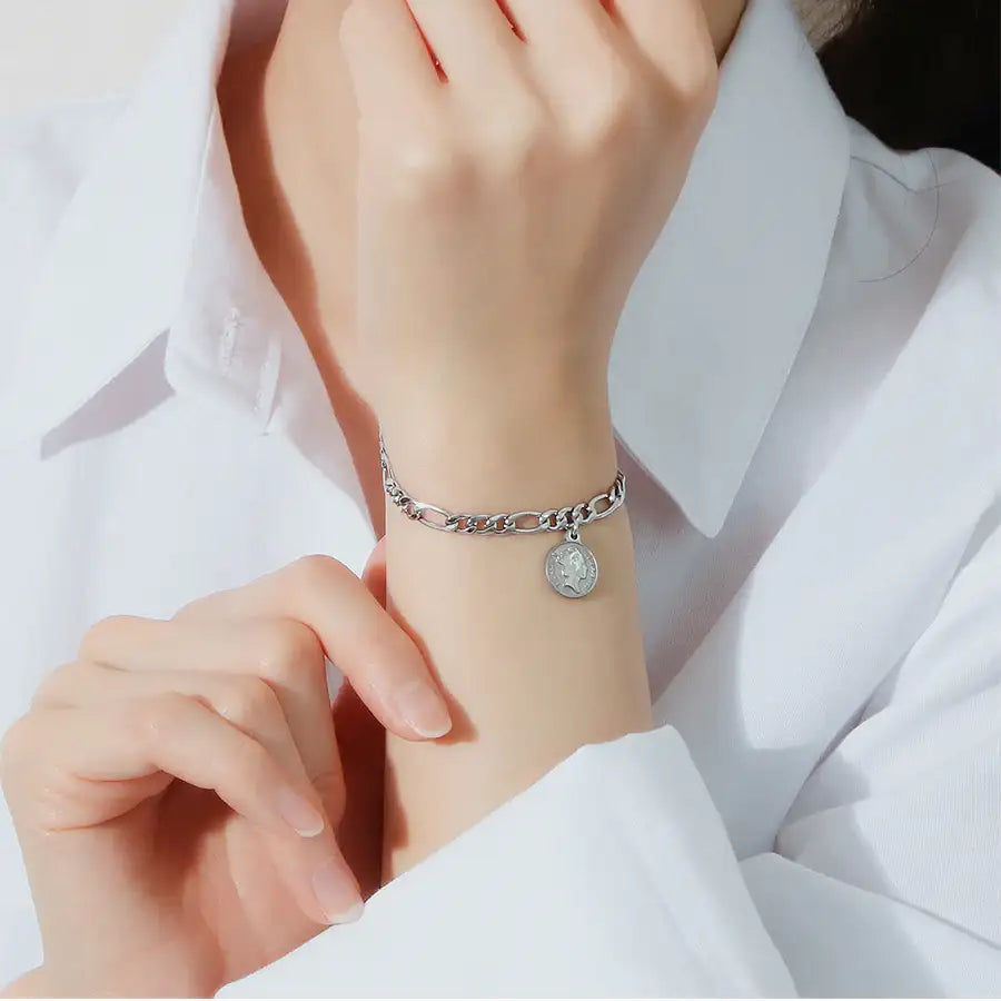 CLUE - Antique Coin Charm Surgical Steel Bracelet - CLUE - Jewelry - Harumio