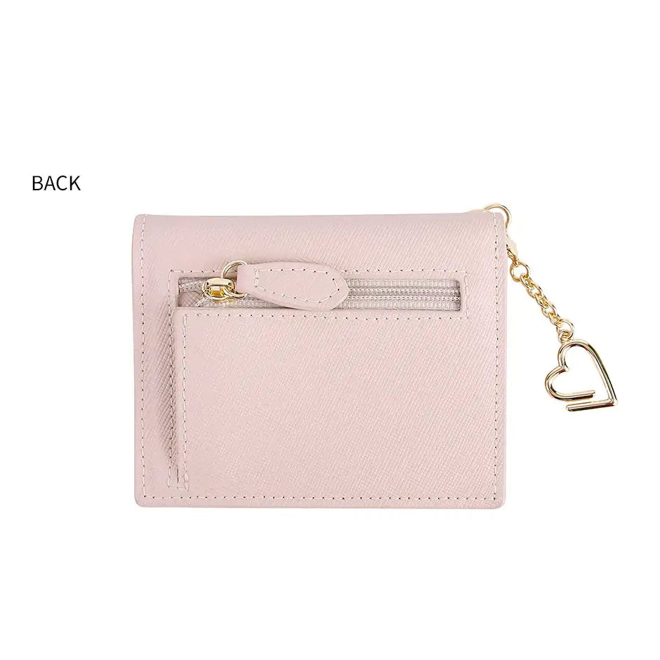 CLUE - Pastel Heart Keyring Pink Bifold Wallet - CLUE - Accessories - Harumio