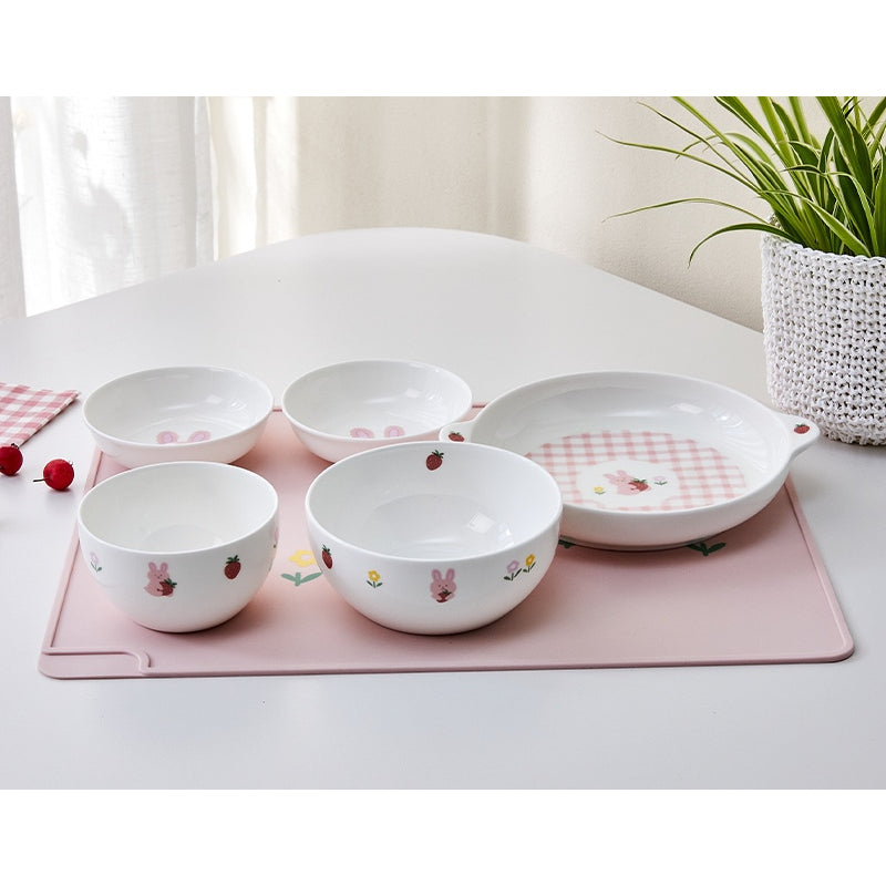 Korean ON - Berry Bunny Bone China Kids Tableware 6P SET