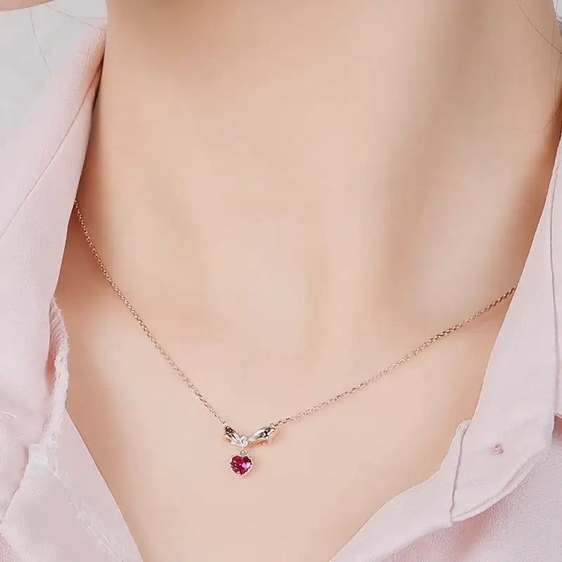 Saint Tail x Clue - Lovely Ribbon Silver Necklace - CLUE - Jewelry - Harumio