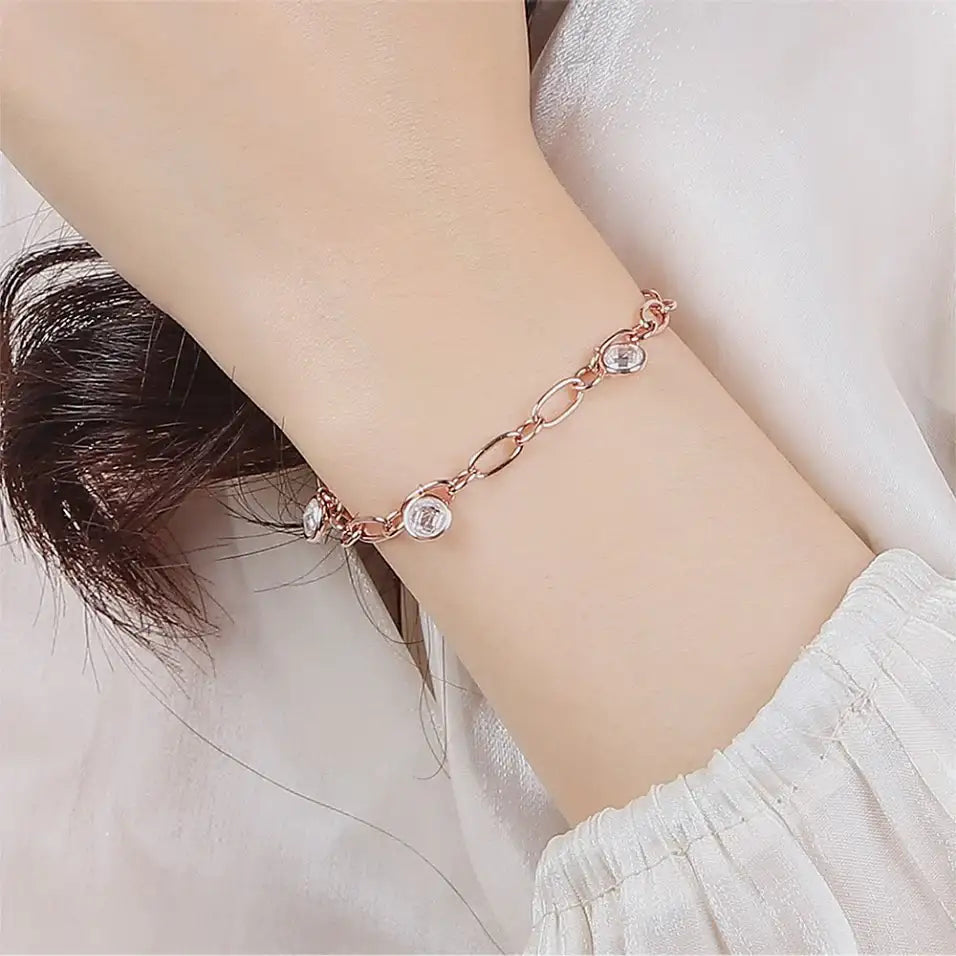 CLUE - Cubic Link Chain Rose Gold Bracelet - CLUE - Jewelry - Harumio