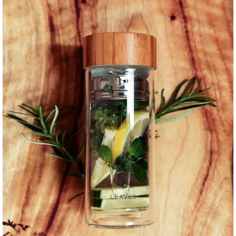 LEAVES- Bamboo Glass Tea Tumbler - LEAVES - Kitchenware - Harumio