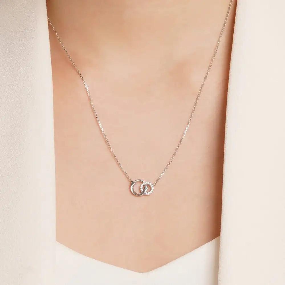 OST - Lucky Lock Horseshoe Double Silver Necklace - OST - Jewelry - Harumio