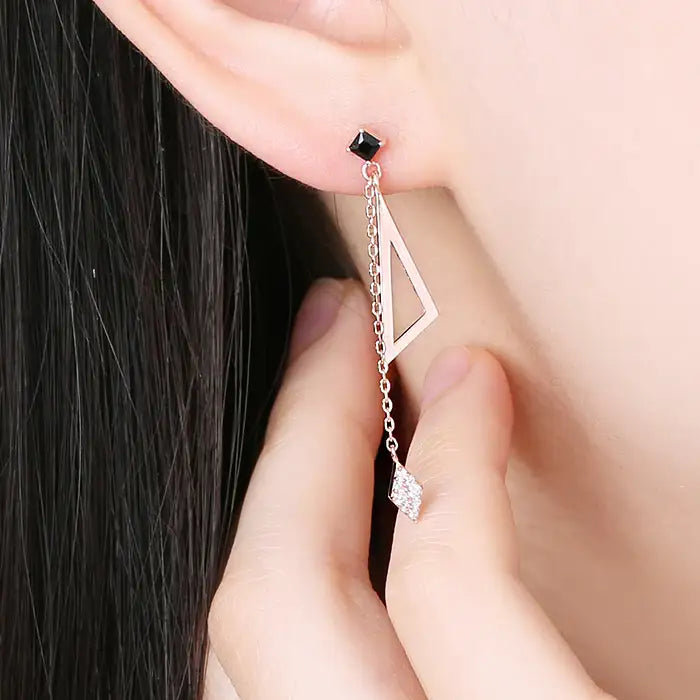 OST - Triangular Chic Black Drop Earrings - OST - Jewelry - Harumio