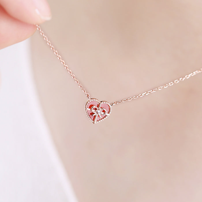 OST - Red Heart Gift Rose Gold Necklace