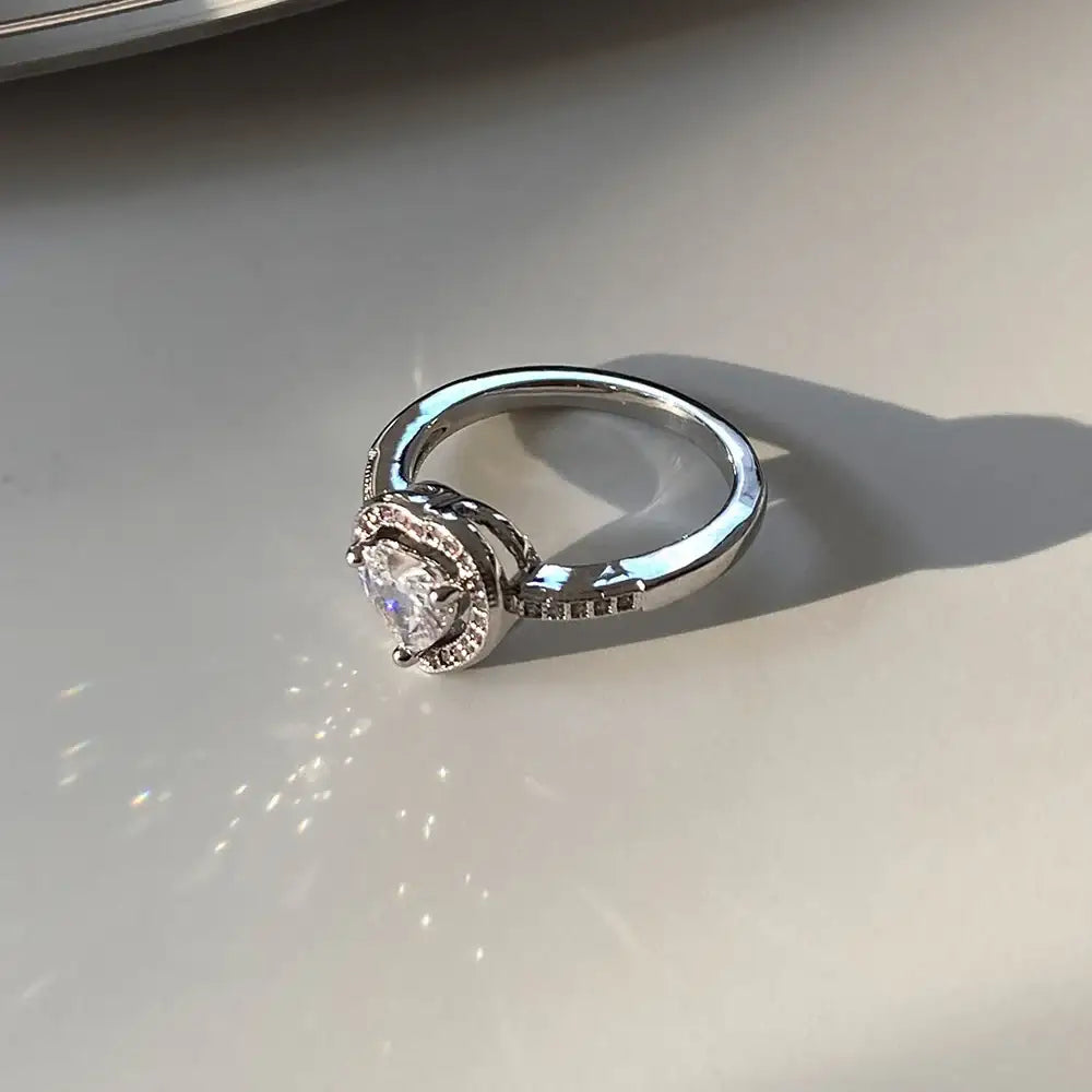 OST - Twinkle Double Heart Silver White Ring - OST - Jewelry - Harumio
