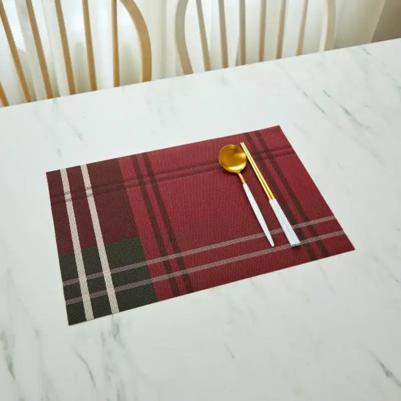 Korean Red Check - Table Mat 4P Set - Modern House - Home & Living - Harumio