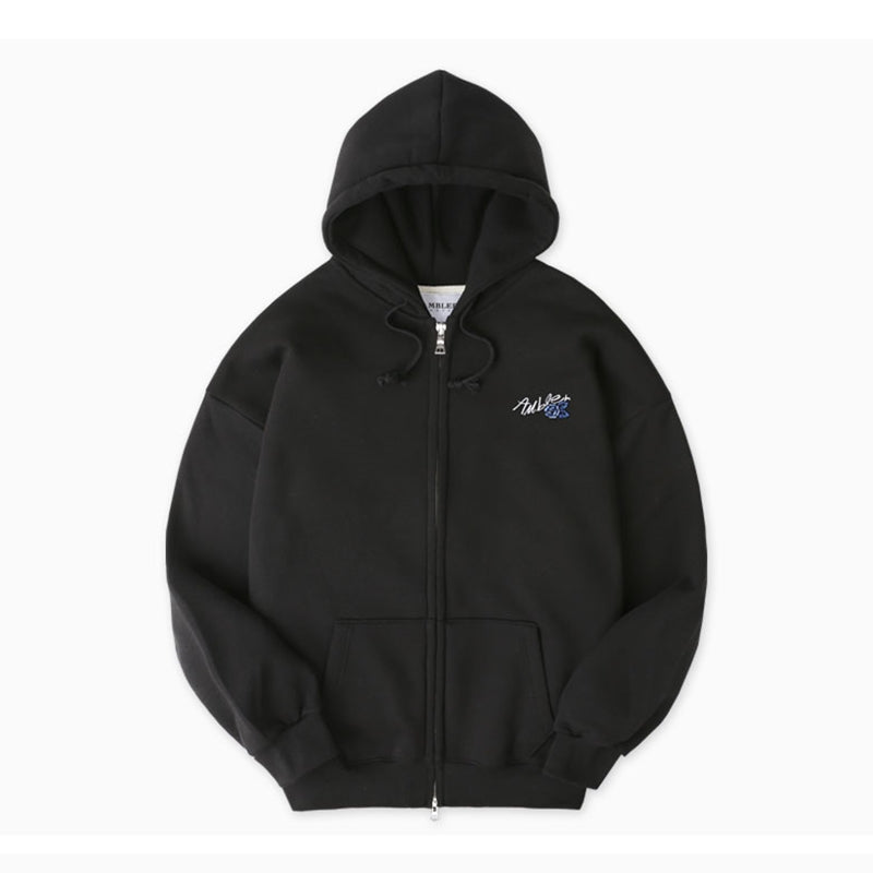 Ambler - Blue Rose Over Fit Zip Up Hoodie