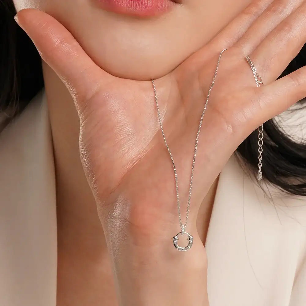 OST - Lucky Rock Horseshoe Stone Silver Necklace - OST - Jewelry - Harumio