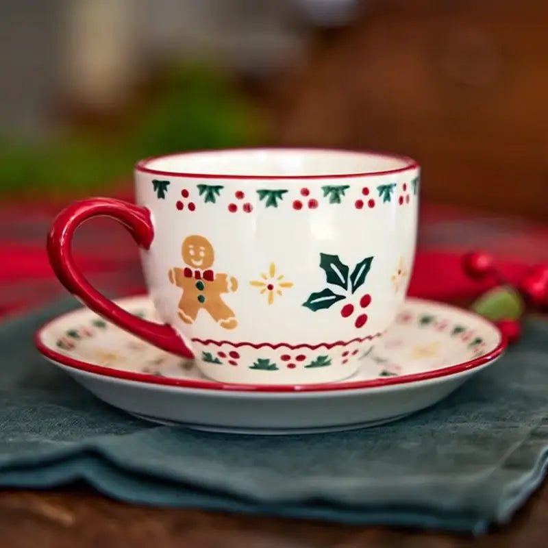 Korean Christmas Village - Cup and Saucer 2 Set - Modern House - Cup & Saucer Set - Harumio