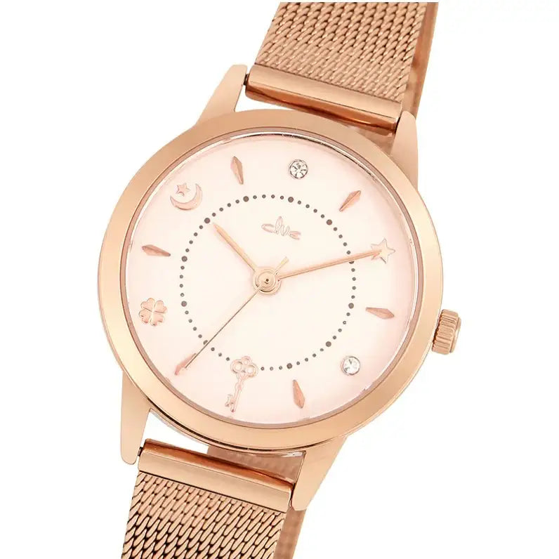 CLUE - Lucky Day Item Rose Gold Mesh Watch - CLUE - Watches - Harumio