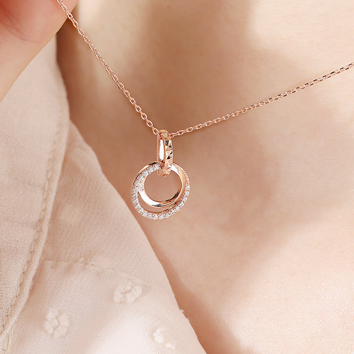 OST - Retro Circular Lock Silver Necklace