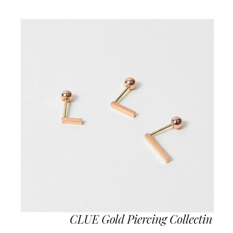 CLUE - 7mm Square Bar 10K/14K Gold Ear Pierce - CLUE - Jewelry - Harumio
