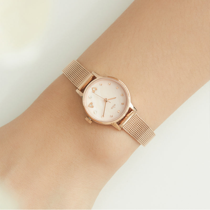 CLUE - Romantic Love Rose Gold Mesh Watch