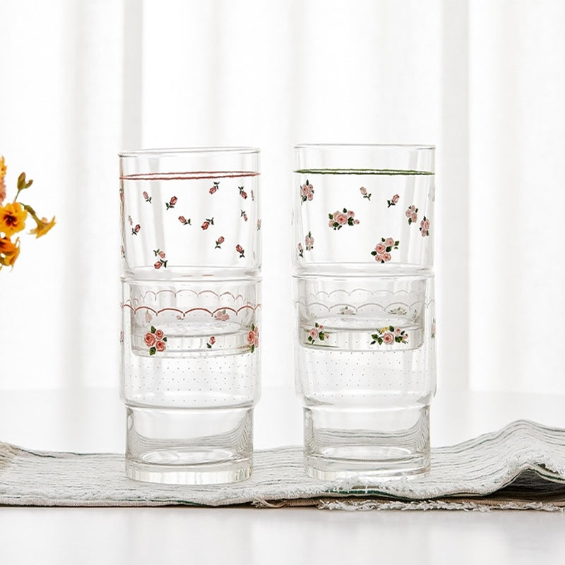 Korean L Rose in the Spring - Glass Cup 4P SET