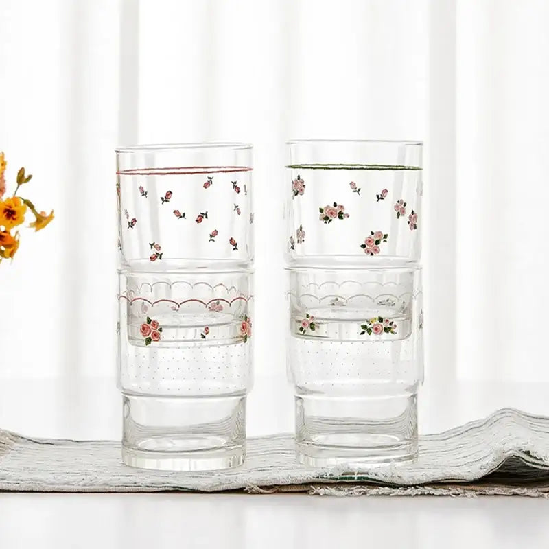 Korean L Rose in the Spring - Glass Cup 4P SET - Modern House - Glass Cup - Harumio