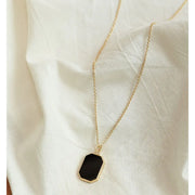 CLUE - C Collection Black Onyx Big Pendant Long Necklace - CLUE - Jewelry - Harumio