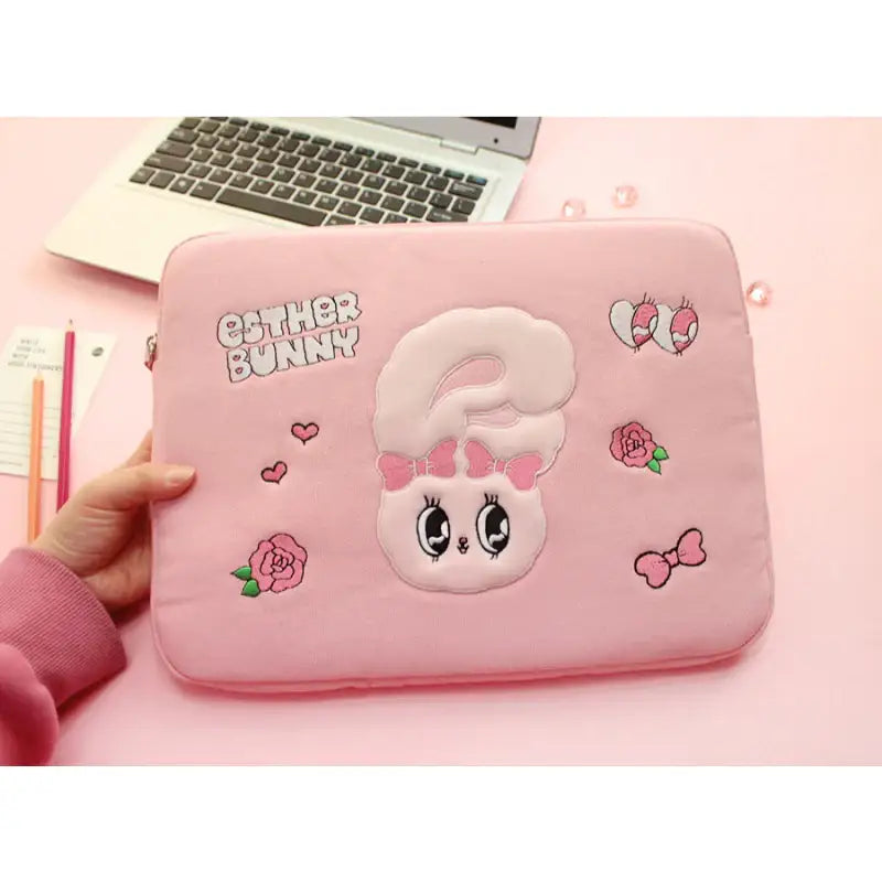 【Esther Bunny】 13 inch PU embroidery notebook pouch Esther Bunny - Notebook Pouch – Harumio
