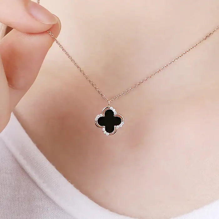 OST - Brilliant Onyx Silver Necklace - OST - Jewelry - Harumio