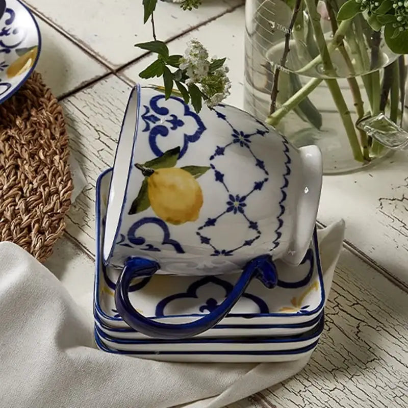 Korean Lemon Persian Square Plate 4P Set - Modern House - Kitchenware - Harumio
