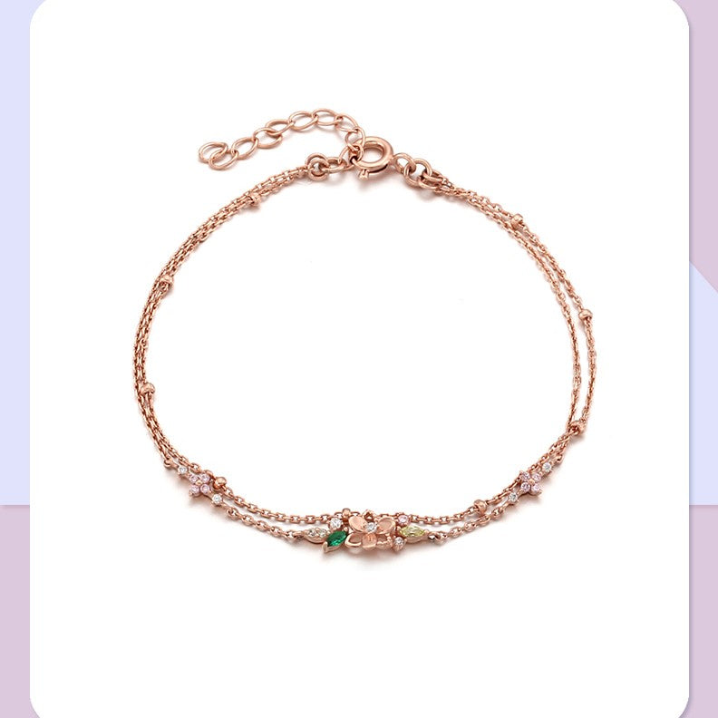 CLUE - Emerald Rose Silver Bracelet