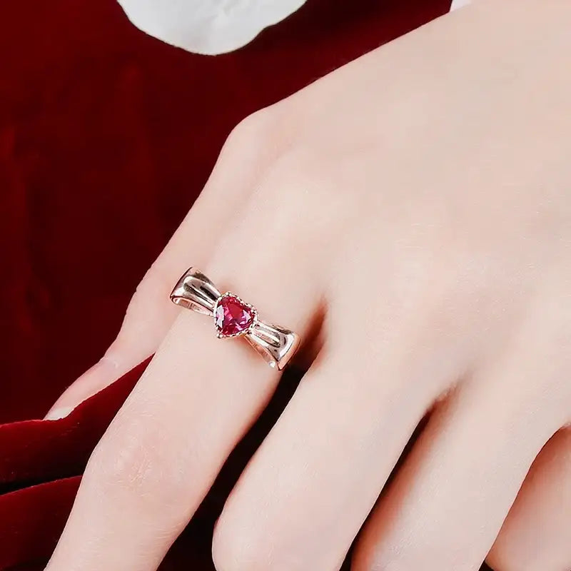 Saint Tail x Clue - Saint Heart Ribbon Silver Ring - CLUE - Jewelry - Harumio