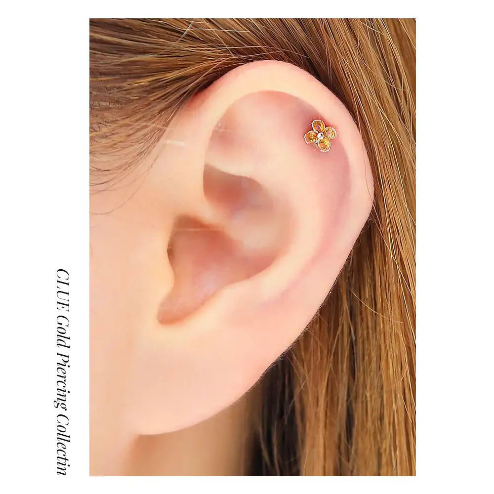 CLUE - Blossom 10K White Gold Ear Pierce (Birthstone) - CLUE - Jewelry - Harumio