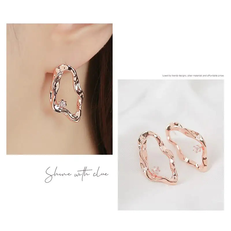 CLUE - Alli Wave Oval Cubic Silver Earring - CLUE - Jewelry - Harumio
