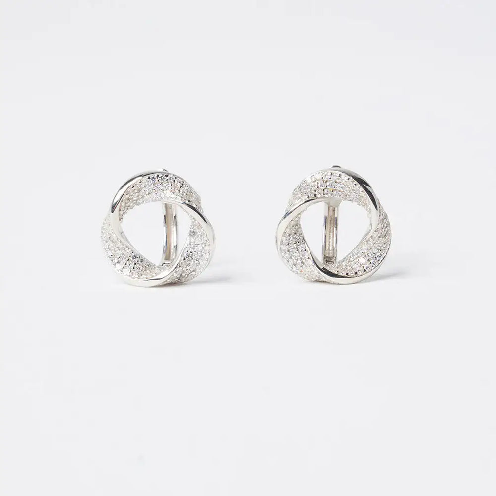 OST - Vermeil Wave Pavé Cubic Earrings - OST - Jewelry - Harumio